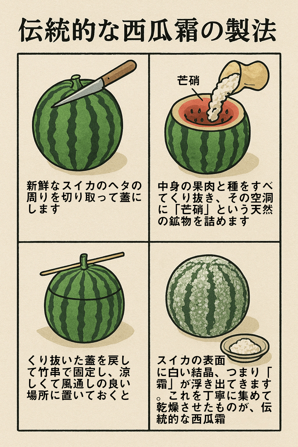 伝統的な西瓜霜の製法